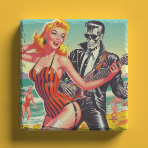 Rocabilly-Sommer-Pin-up Steinuntersetzer