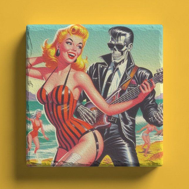 Rocabilly-Sommer-Pin-up Steinuntersetzer (Von Creator hochgeladen)