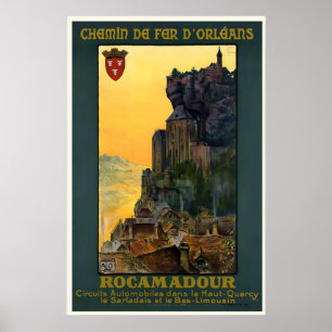 Rocamadour Frankreich Vintage Reiseposter Druck Poster