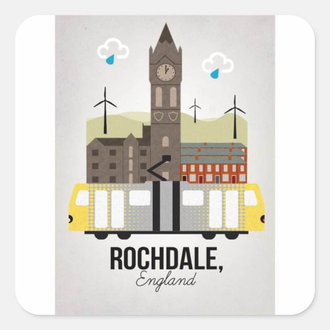 Rochdale Quadratischer Aufkleber (Vorderseite)