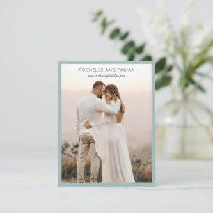 Rochelle Aqua Moderne Moderne Elegante Hochzeit Dankeskarte