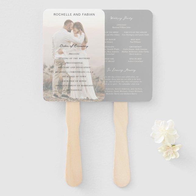 Rochelle Gray Moderne Moderne Elegante Hochzeit Fächer (Vorne und Hinten)