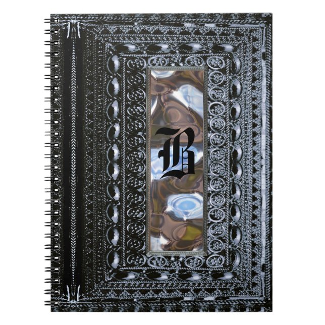 Rochester Blue viktorianisches Goth-Monogramm Notizblock (Vorderseite)