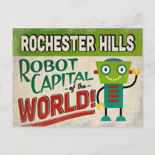Rochester Hills Michigan Robot - Funny Vintag Postkarte