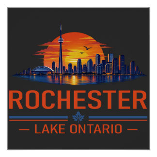 Rochester Lake Ontario Sonnenuntergang Skyline Kun Poster