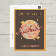 Rochester Minnesota NY Disco Retro Vintag Postcar