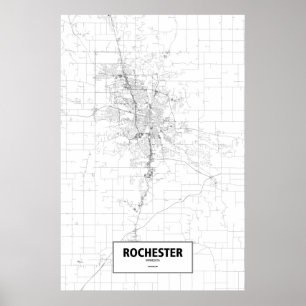 Rochester, Minnesota (Schwarzes auf Weiß) Poster