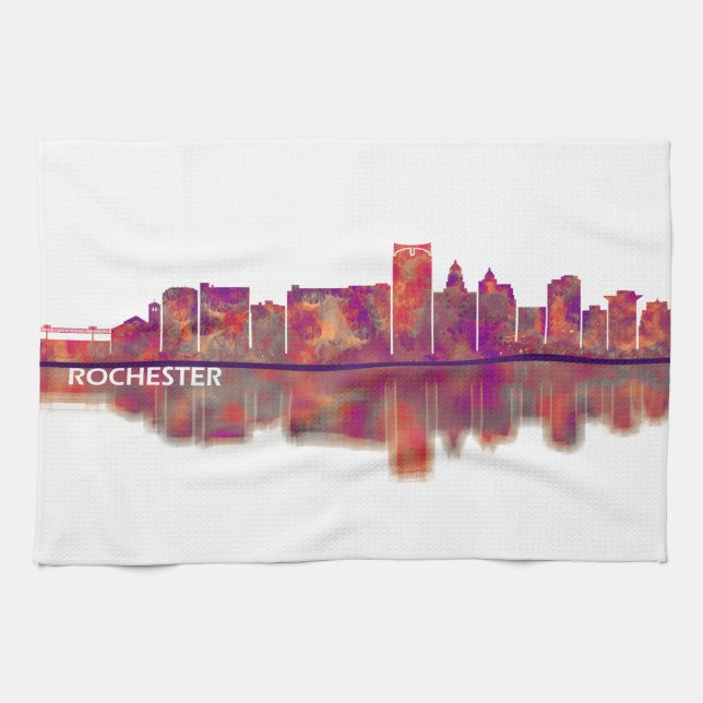 Rochester Minnesota Skyline Geschirrtuch (Horizontal)