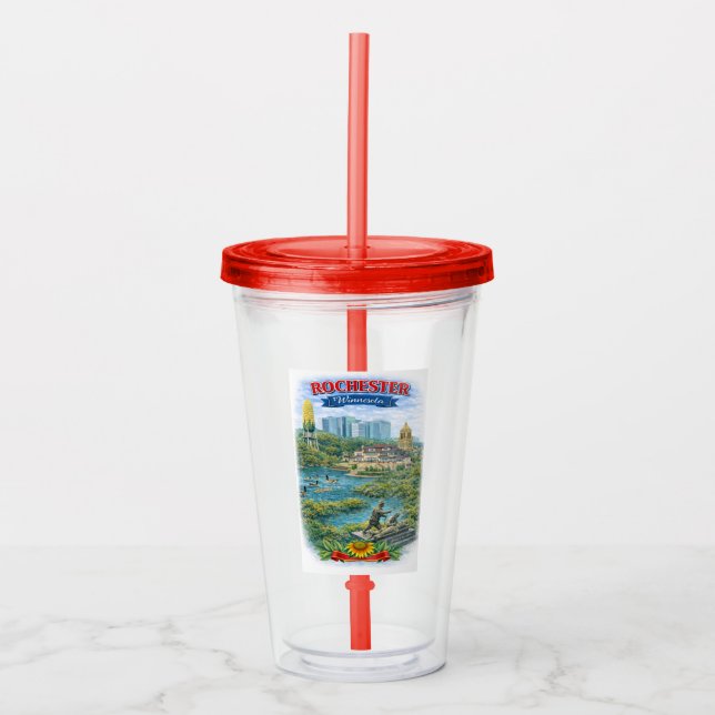 Rochester MN Minnesota Landmarks Acrylic Tumbler Acryltrinkbecher (Vorderseite)