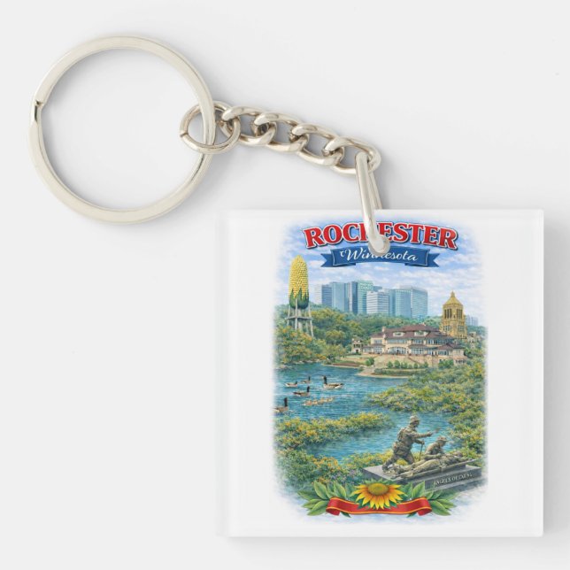 Rochester MN Minnesota Landmarks Keychain Schlüsselanhänger (Vorderseite)