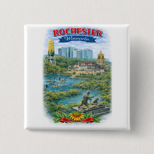 Rochester MN Minnesota Wahrzeichen Knopf Button
