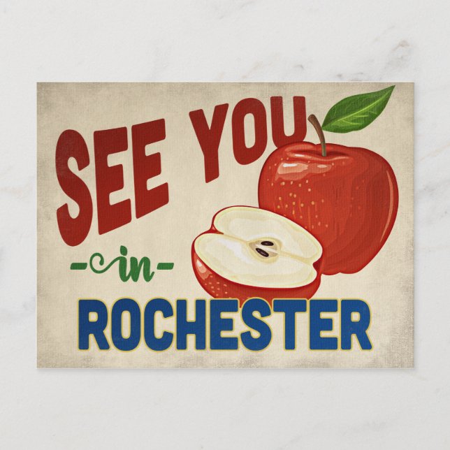 Rochester New York Apple - Vintage Travel Postkarte (Vorderseite)
