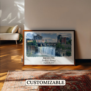 Rochester New York Poster, Aquarell, Maßgeschneide Poster