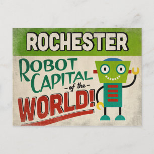 Rochester New York Robot - Funny Vintag Postkarte