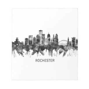 Rochester New York Skyline BW Notizblock