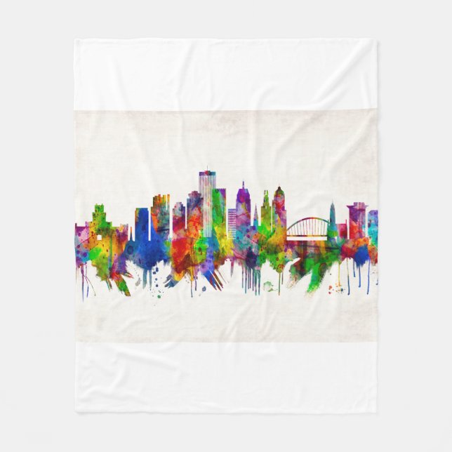 Rochester New York Skyline Fleecedecke (Vorderseite)