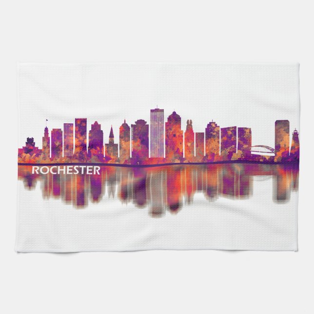 Rochester New York Skyline Geschirrtuch (Horizontal)