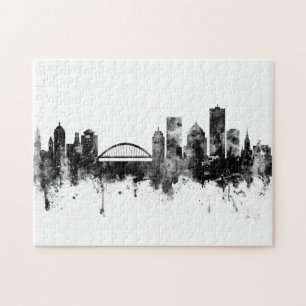 Rochester New York Skyline Schwarz-weiß Puzzle