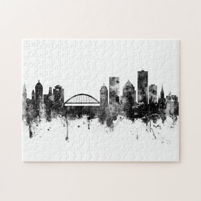 Rochester New York Skyline Schwarz-weiß Puzzle (Horizontal)