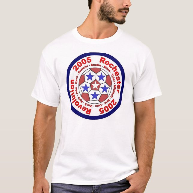 Rochester-Revolutions-Fußball-Flagge T-Shirt (Vorderseite)