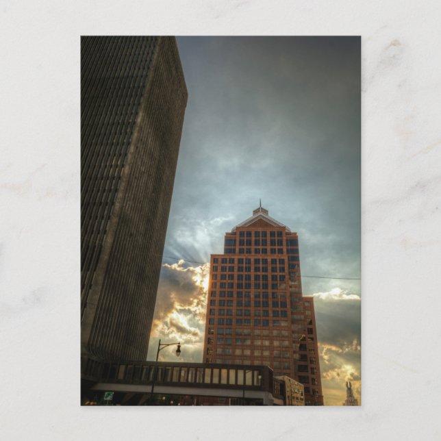 Rochester Skyline in HDR. Postkarte (Vorderseite)