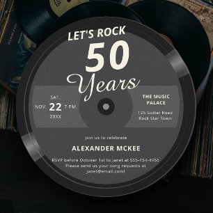 Rock 50 Jahre Vintag Record Label Geburtstag Einladung