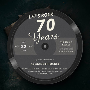 Rock 70 Jahre Vintag Record Label Geburtstag Einladung