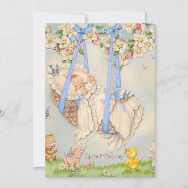 Rock-a-bye Baby Blue Birth Ankündigung (Vorderseite)