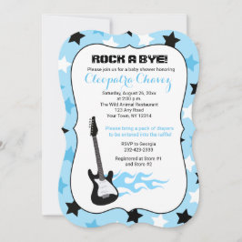 Rock a Bye Blue Rock Star Gitarren Baby Dusche Einladung