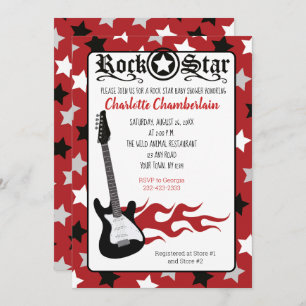 Rock a Bye Red Rock Star Gitarrendusche Einladung