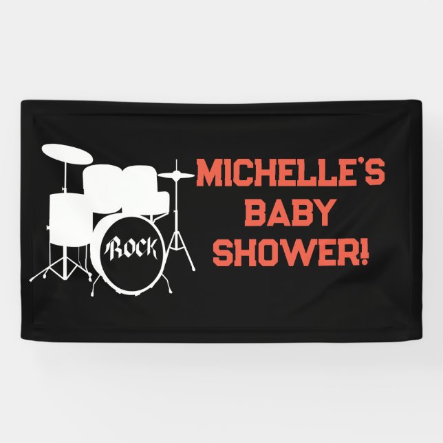 Rock a Bye Rock Star Gitarre Baby Showbanner Banner (Horizontal)