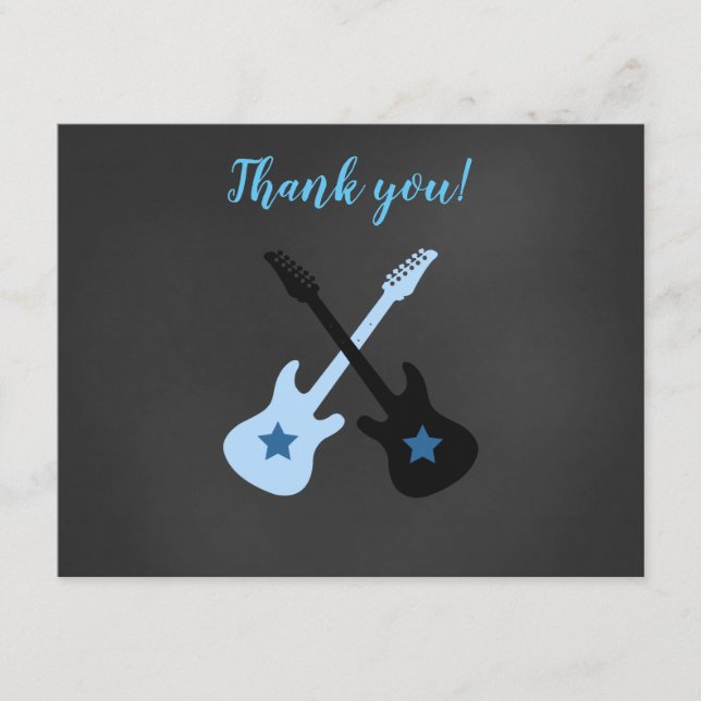 Rock a Bye Rockstar Gitarre Danke für Ihre Anmerku Mitteilungskarte (Vorderseite)