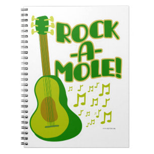 Rock A Mole Funny Avocado Cartoon Slogan Design Notizblock