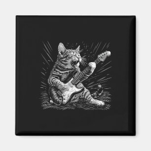 Rock & Roll Cat Playing Gitarre Funny Cats Gui Magnet