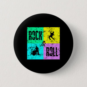 Rock & Roll Musik Vintage Retro 80er Trommeln Button