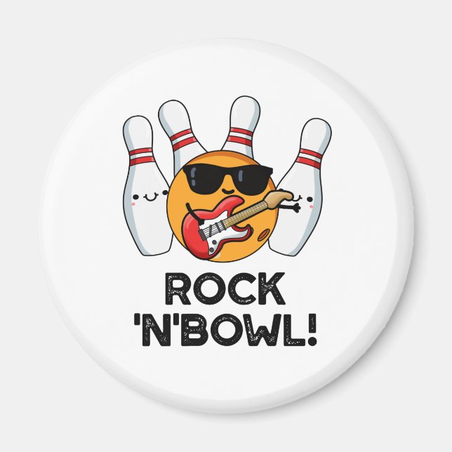 Rock and Bowl Funny Bowling Puff Magnet (Vorne)