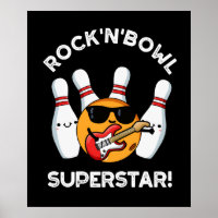 Rock and Bowl Superstar Funny Bowling Puck Dark BG