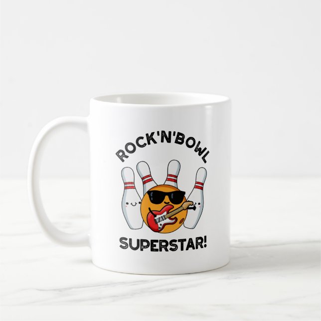 Rock and Bowl Superstar Funny Bowling Puff Kaffeetasse (Links)