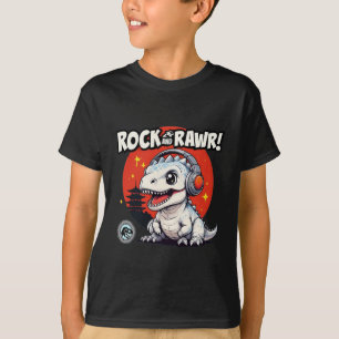 Rock and Rawr! Niedlicher Dinosaurier mit Kopfhöre T-Shirt