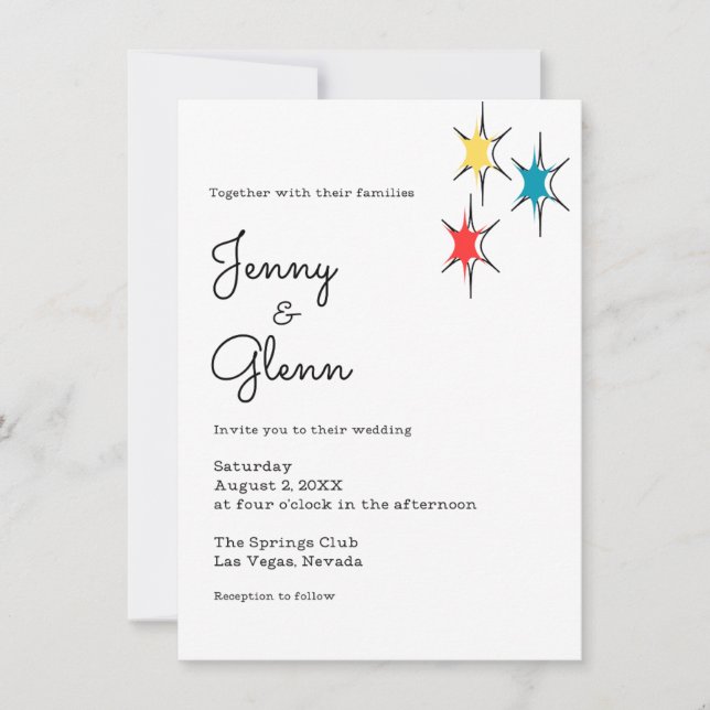 Rock and Roll 1950er Jahre Style Wedding Einladung (Vorderseite)