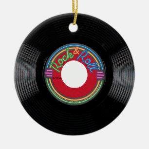 Rock and Roll 45 rpm Record Keramik Ornament