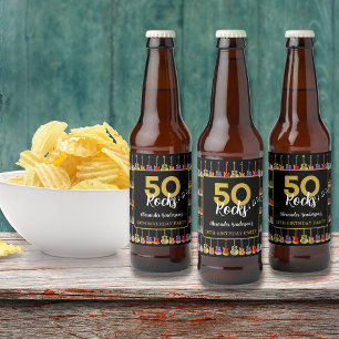 Rock and Roll 50. Geburtstag Party Custom Bierflaschenetikett