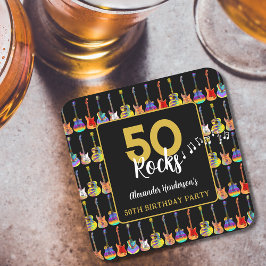 Rock and Roll 50. Geburtstagspartei Custom Rechteckiger Pappuntersetzer