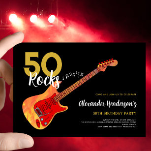 Rock and Roll 50. Geburtstagsparty 50 Steine Einladung