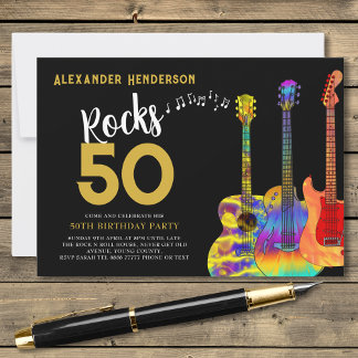 Rock and Roll 50. Geburtstagsparty Einladung
