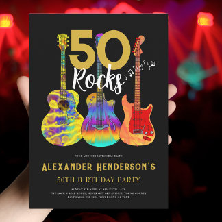 Rock and Roll 50. Geburtstagsparty Einladung