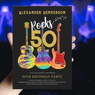Rock and Roll 50. Geburtstagsparty Einladung