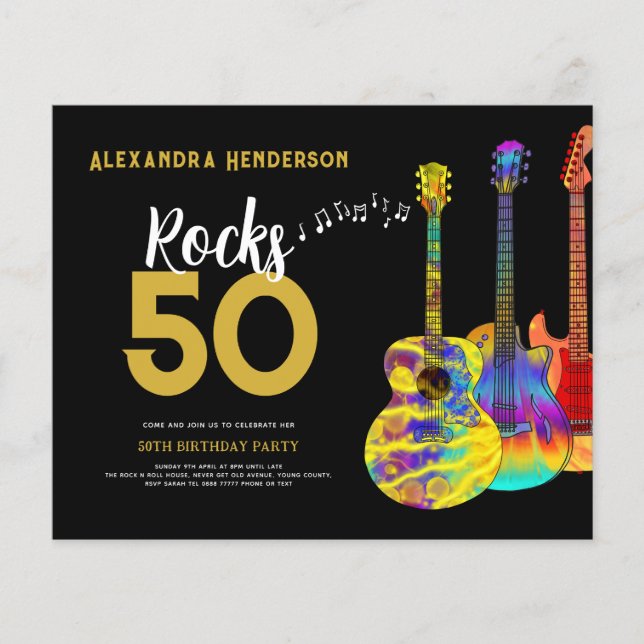 Rock and Roll 50th Birthday Party Budget Flyer (Vorne)