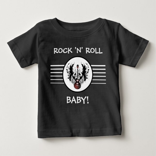 Rock and Roll Baby Guitar Heavy Metal Music Rocker Baby T-shirt (Vorderseite)