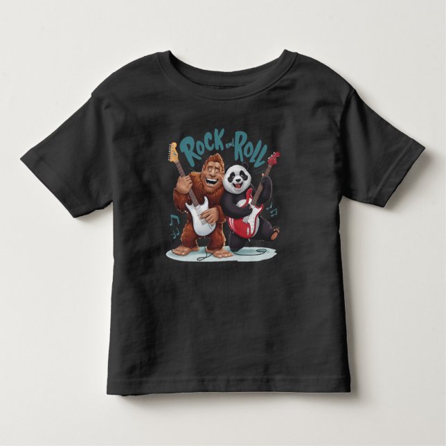 Rock and Roll Big Foot und Panda Jam Session Kleinkind T-shirt (Vorderseite)